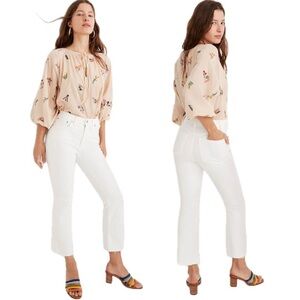 Madewell Cali Demi-Boot Jeans in Pure White: Raw-Hem Edition Size 28